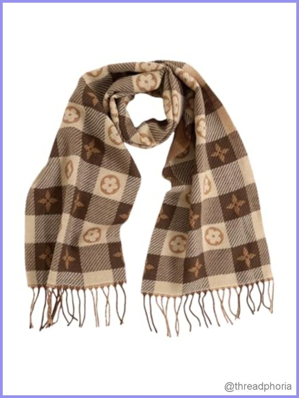 Women's Heart Print Plaid Fringe Trim Scarf Lightweight Acrylic Tassel Scarf